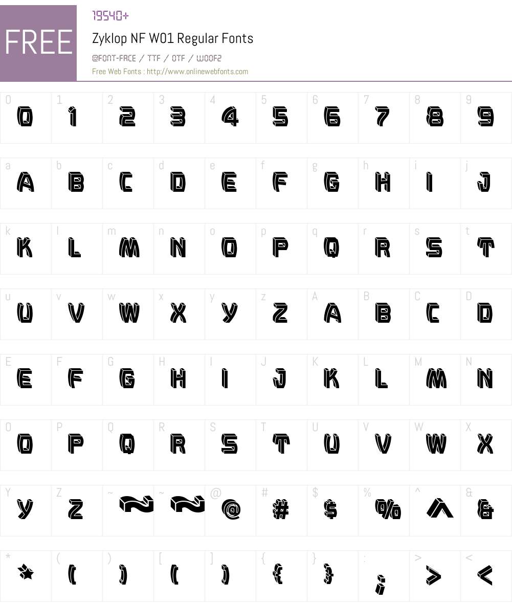 ZyklopNFW01-Regular Font Screenshots