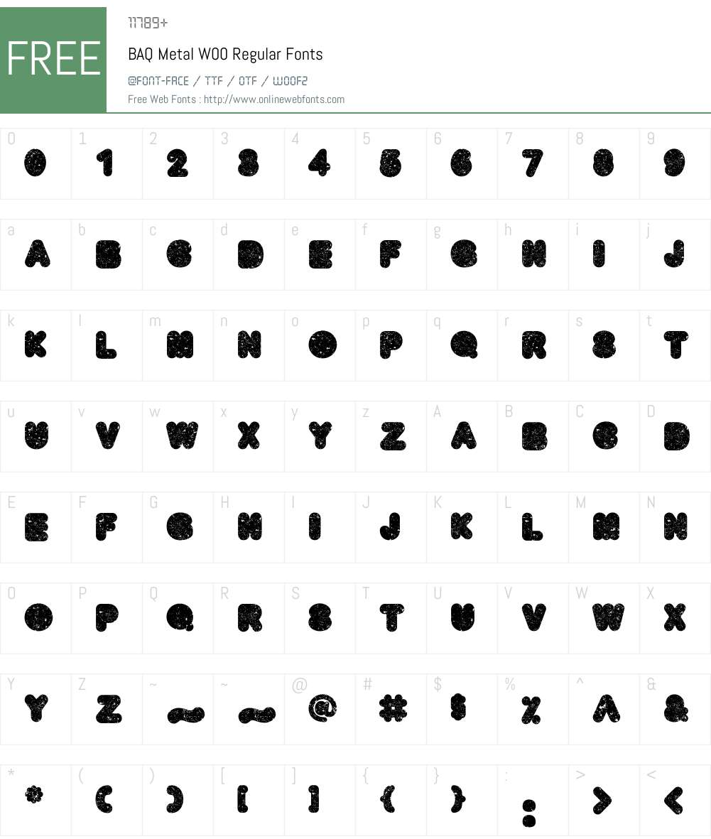 BAQMetalW00-Regular Font Screenshots