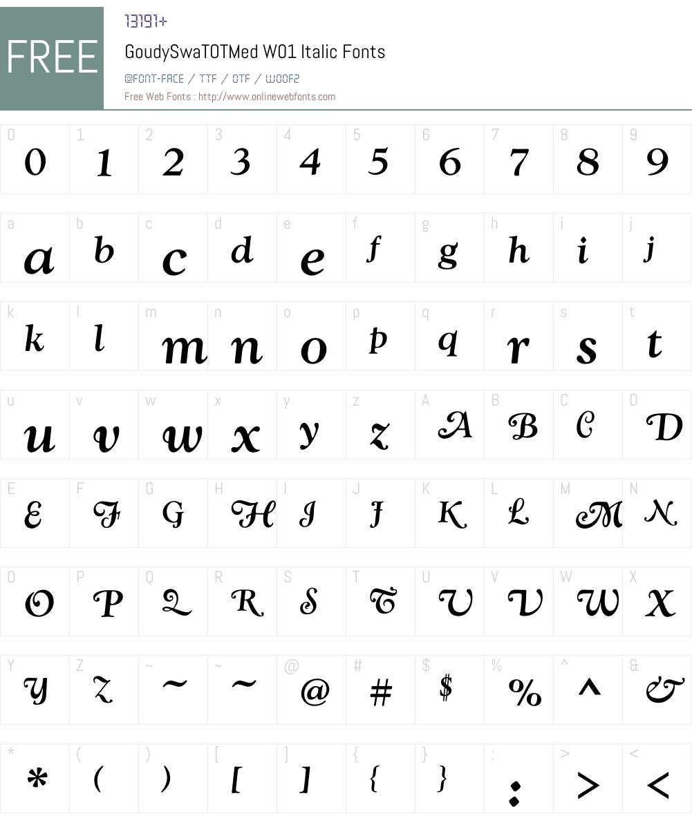 GoudySwaTOTMedW01-Italic Font Screenshots