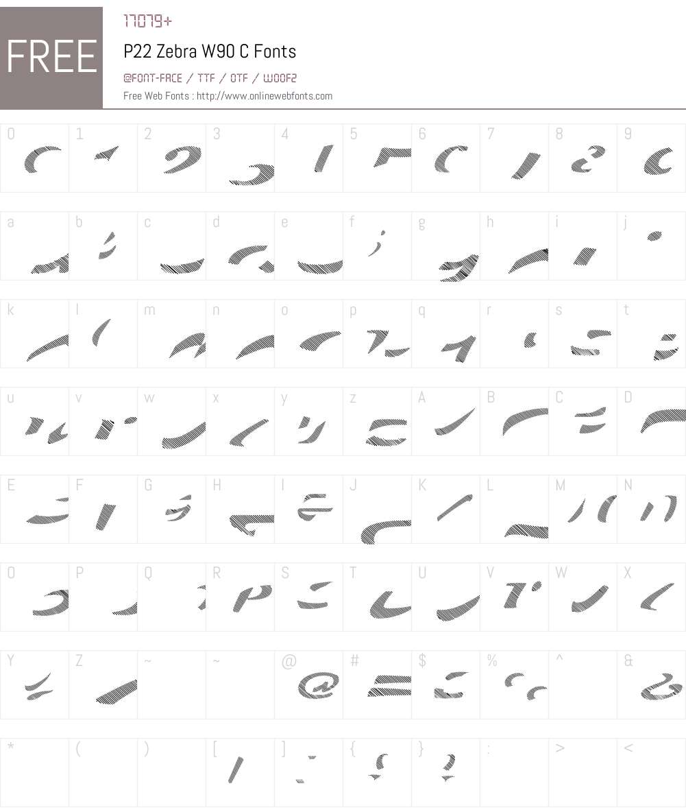 P22ZebraW90-C Font Screenshots
