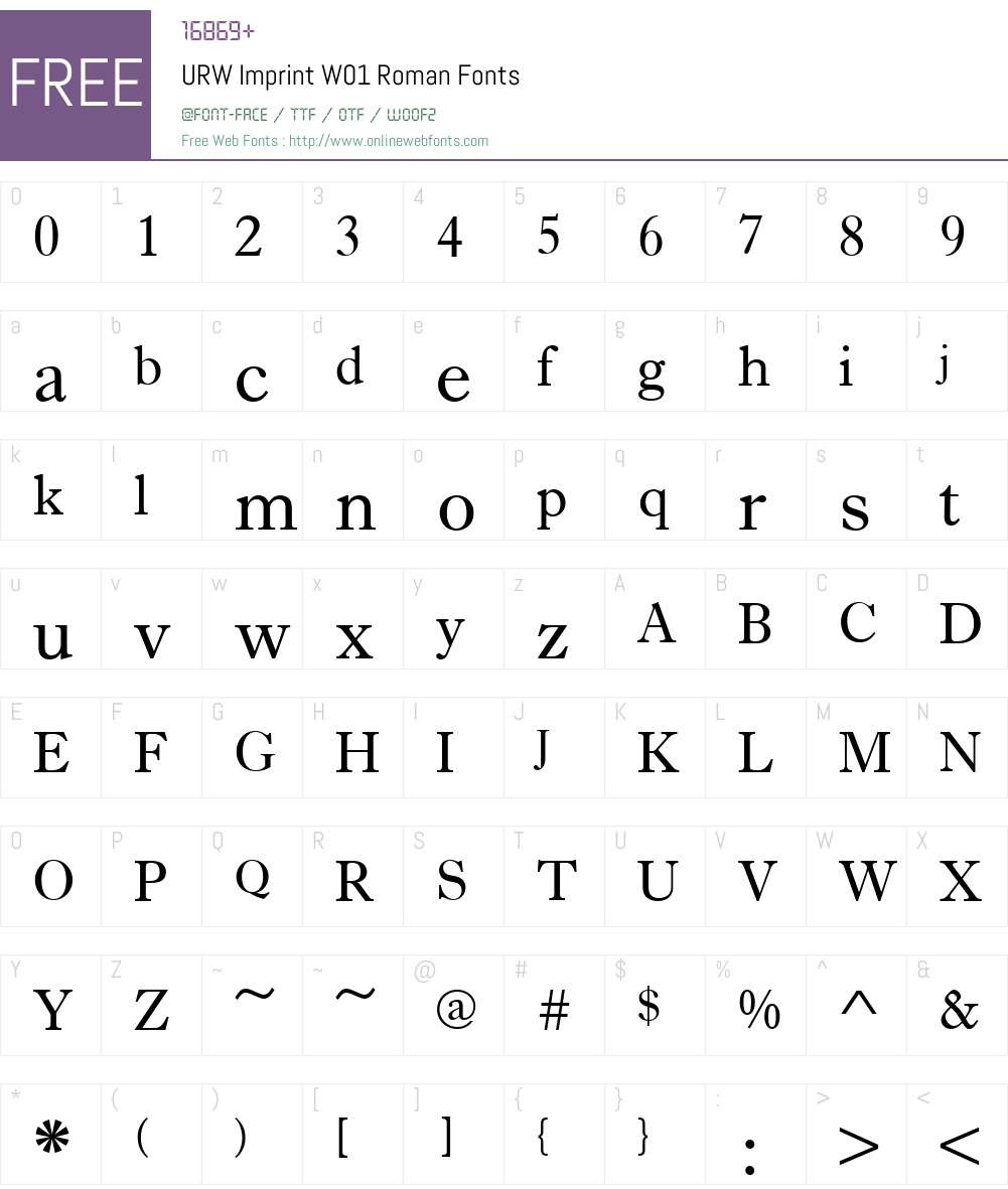 URWImprintW01-Roman Font Screenshots