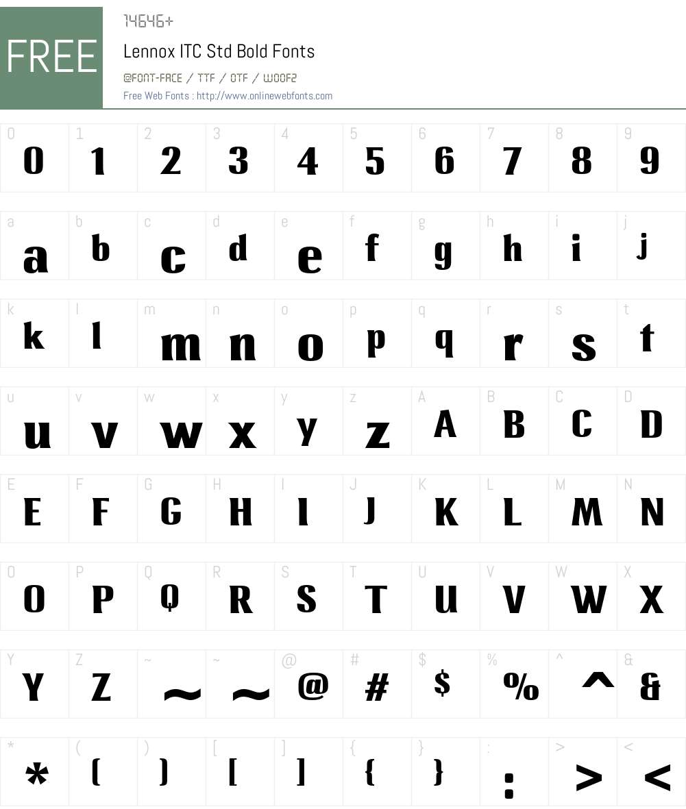 Lennox ITC Std Font Screenshots