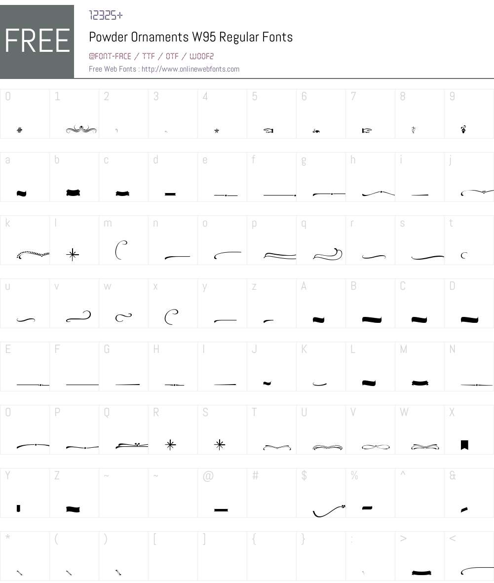 PowderOrnamentsW95-Regular Font Screenshots