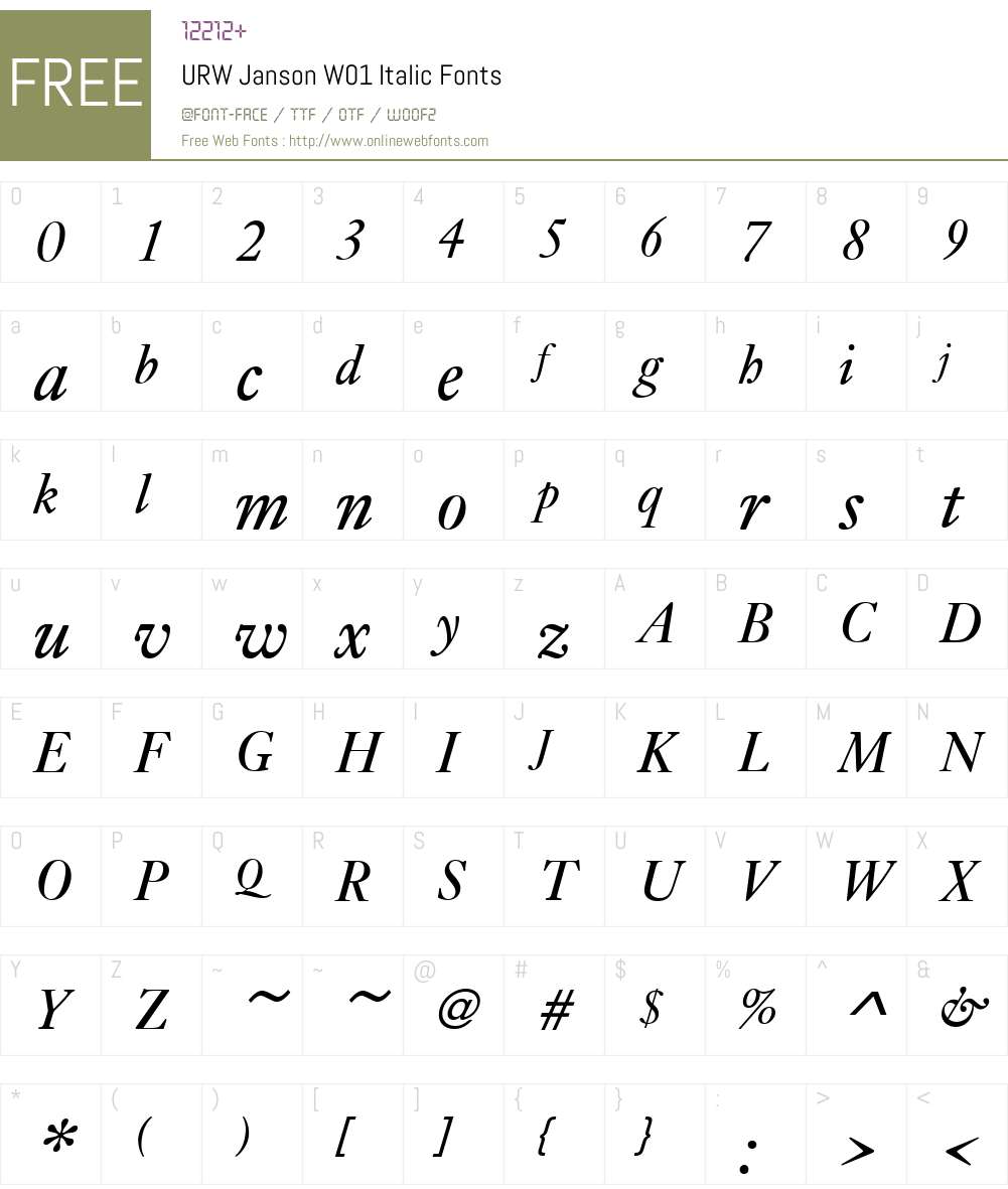 URWJansonW01-Italic Font Screenshots