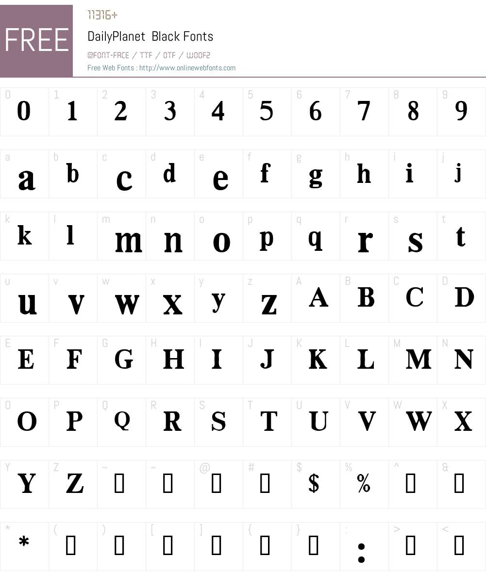 DailyPlanet Font Screenshots