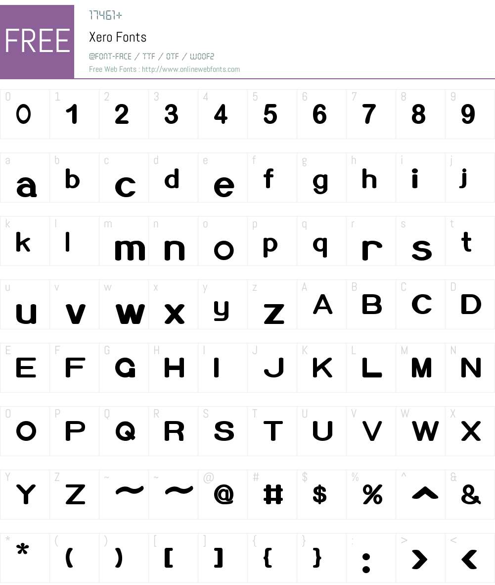 Xero Font Screenshots