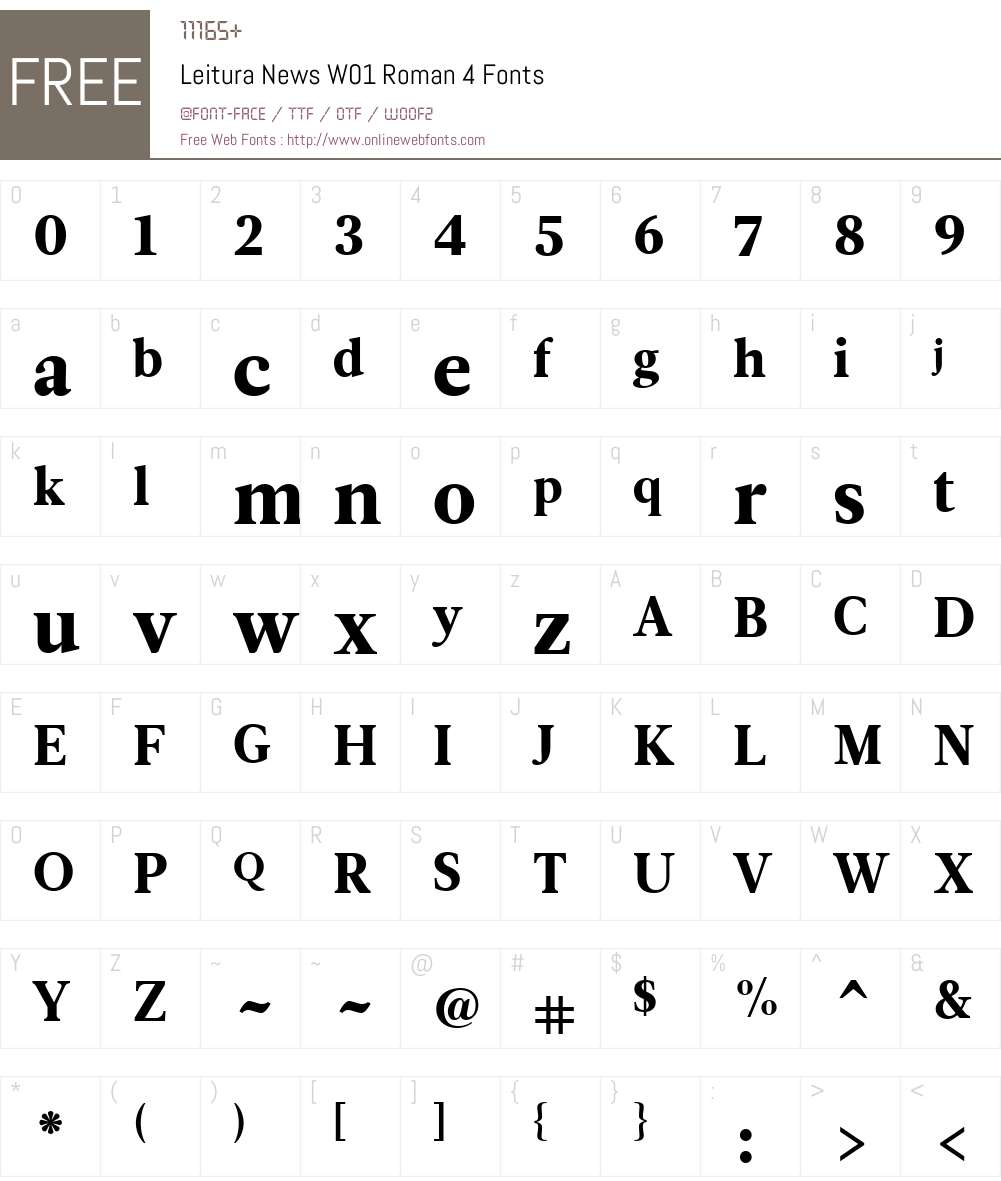 LeituraNewsW01-Roman4 Font Screenshots