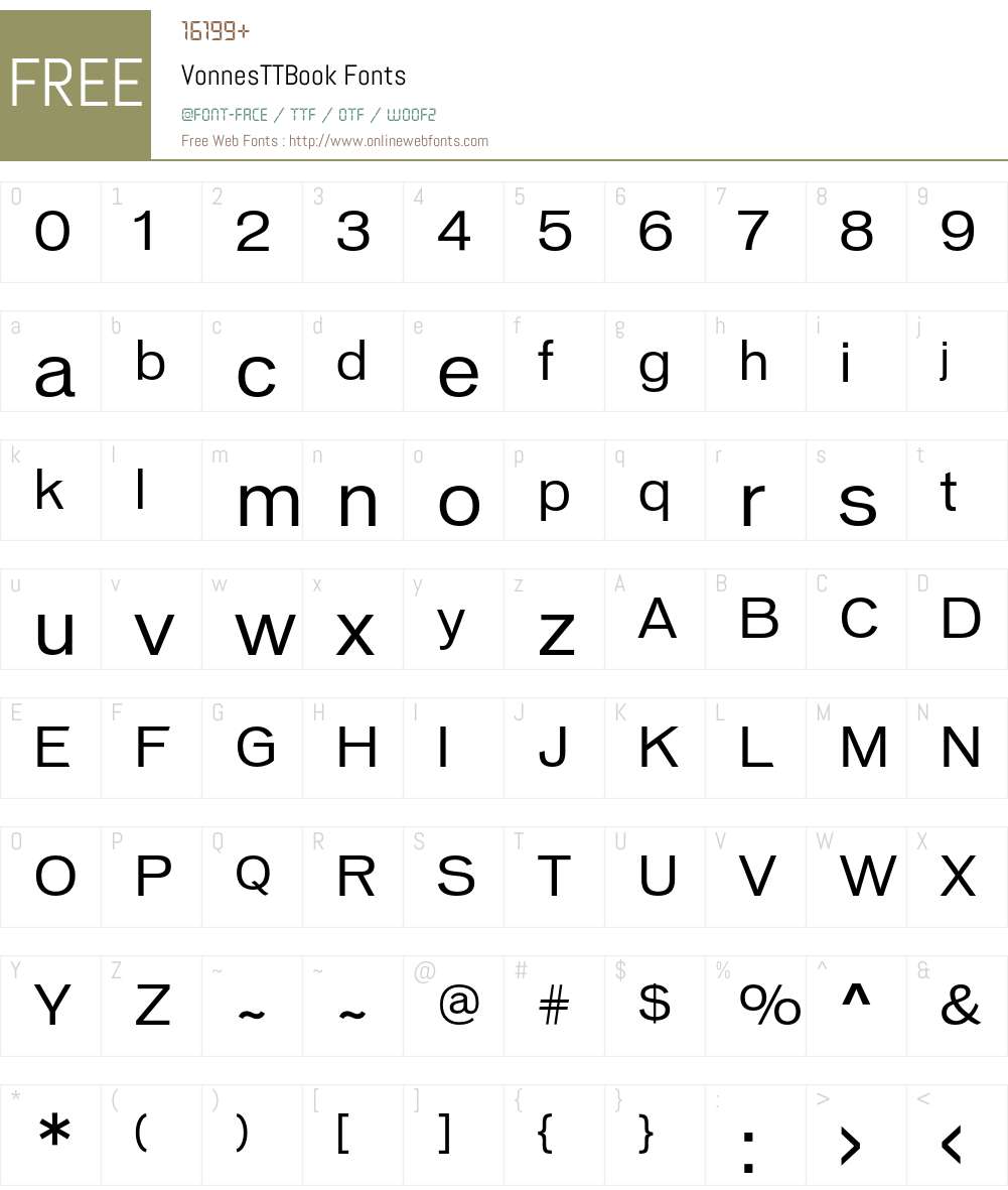 VonnesTTBook Font Screenshots