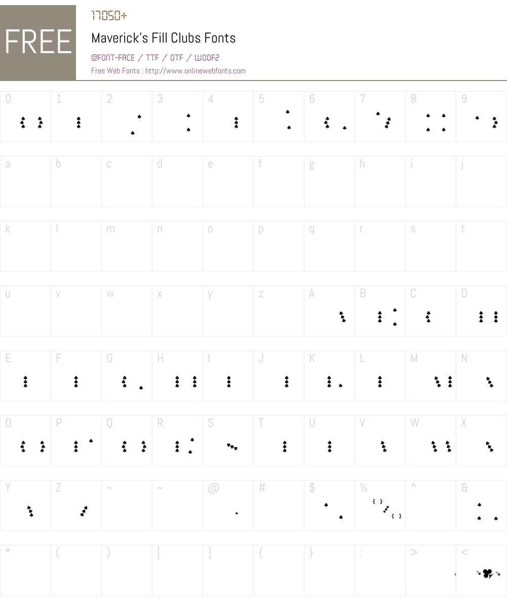 Maverick's Fill Clubs Font Screenshots
