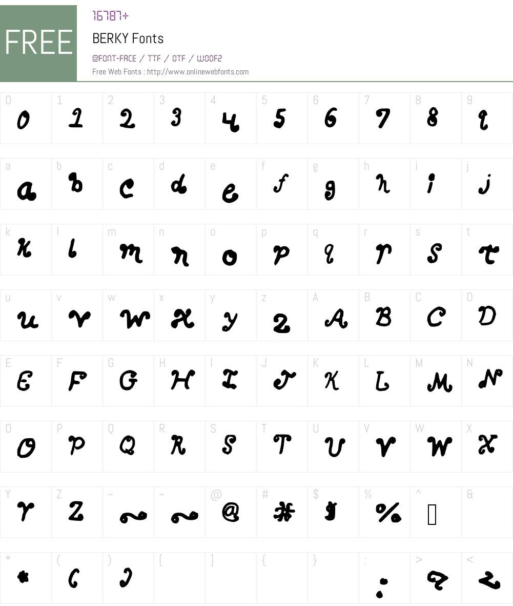 BERKY Font Screenshots