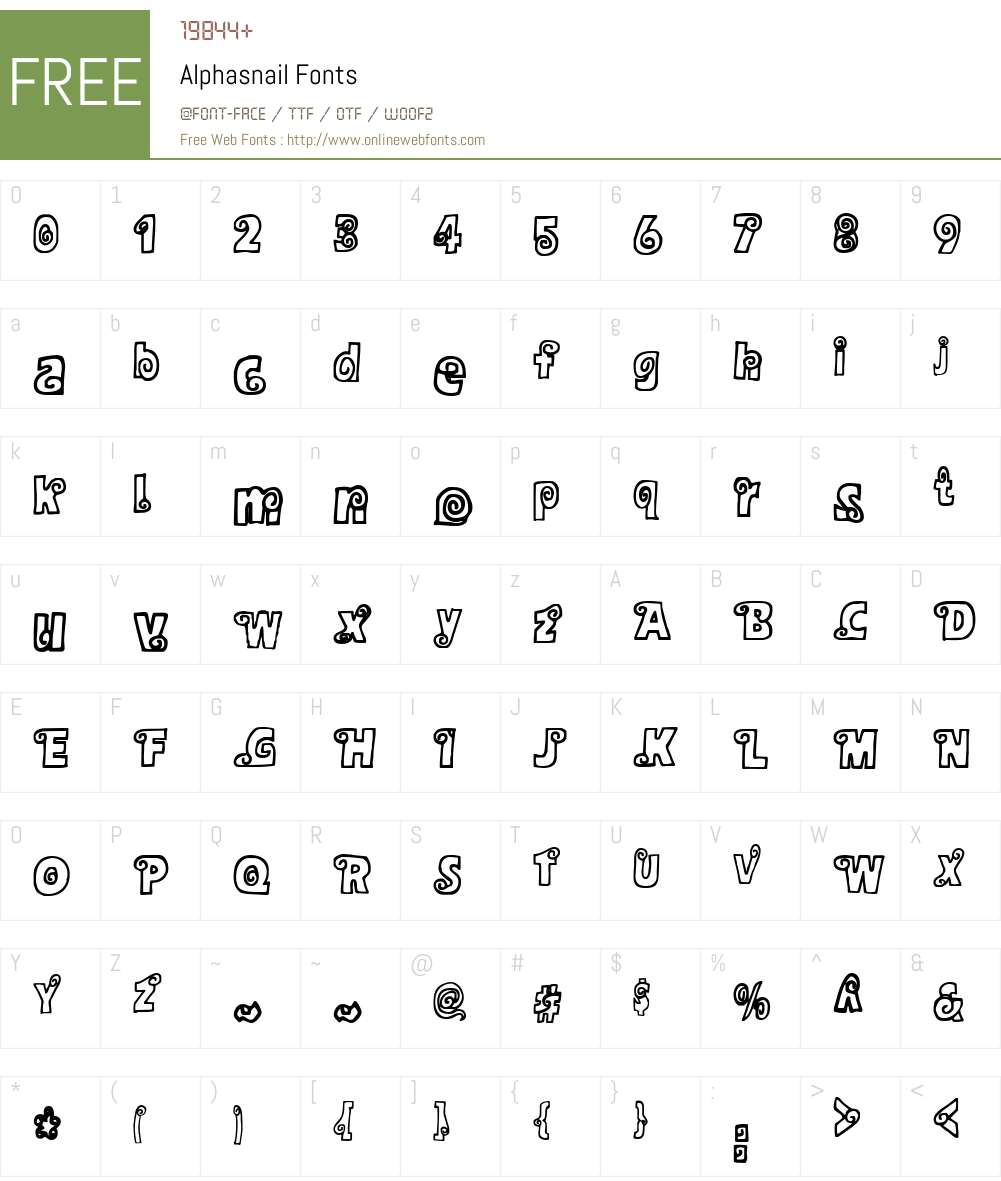 Alphasnail Font Screenshots