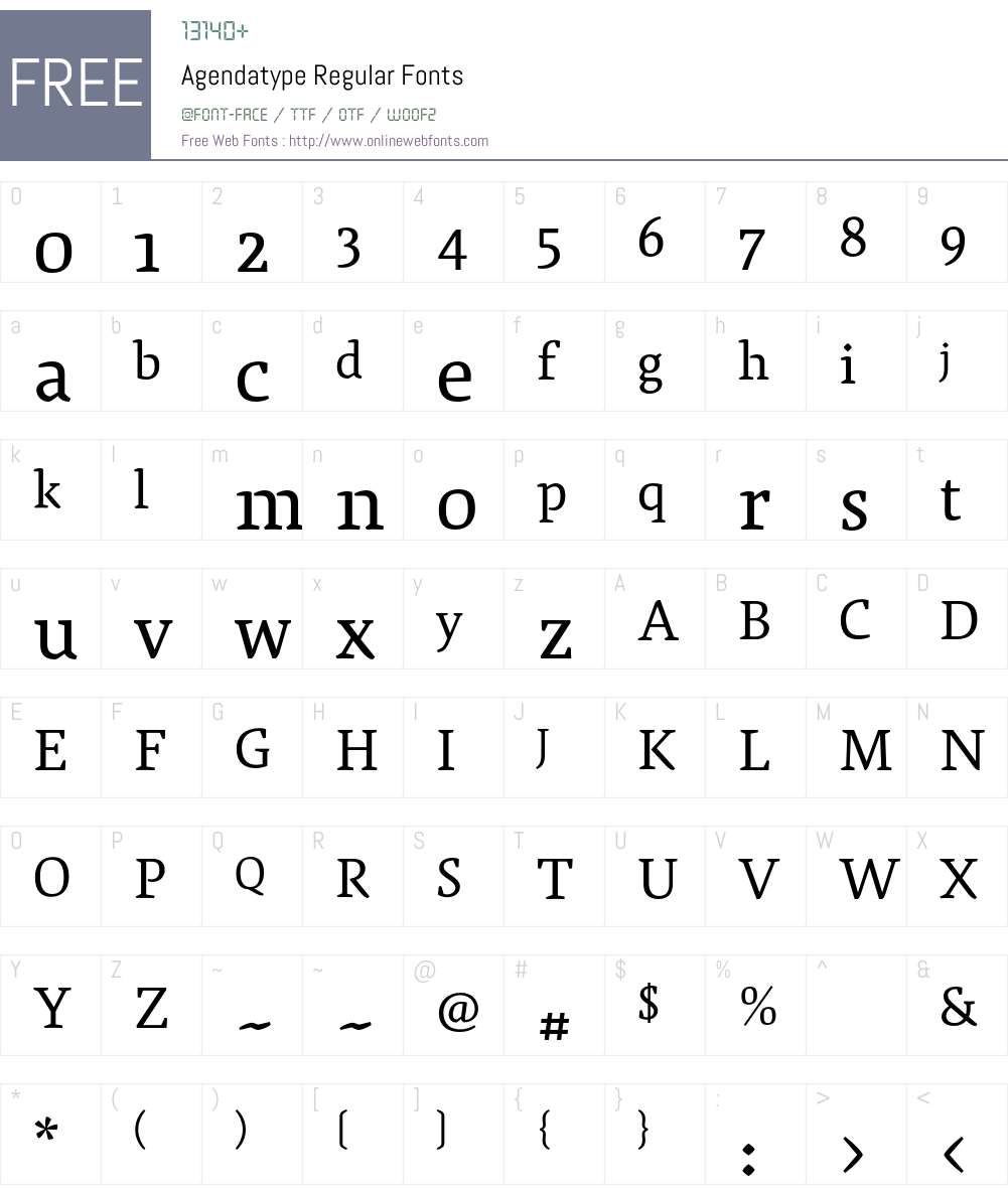 Agendatype Font Screenshots