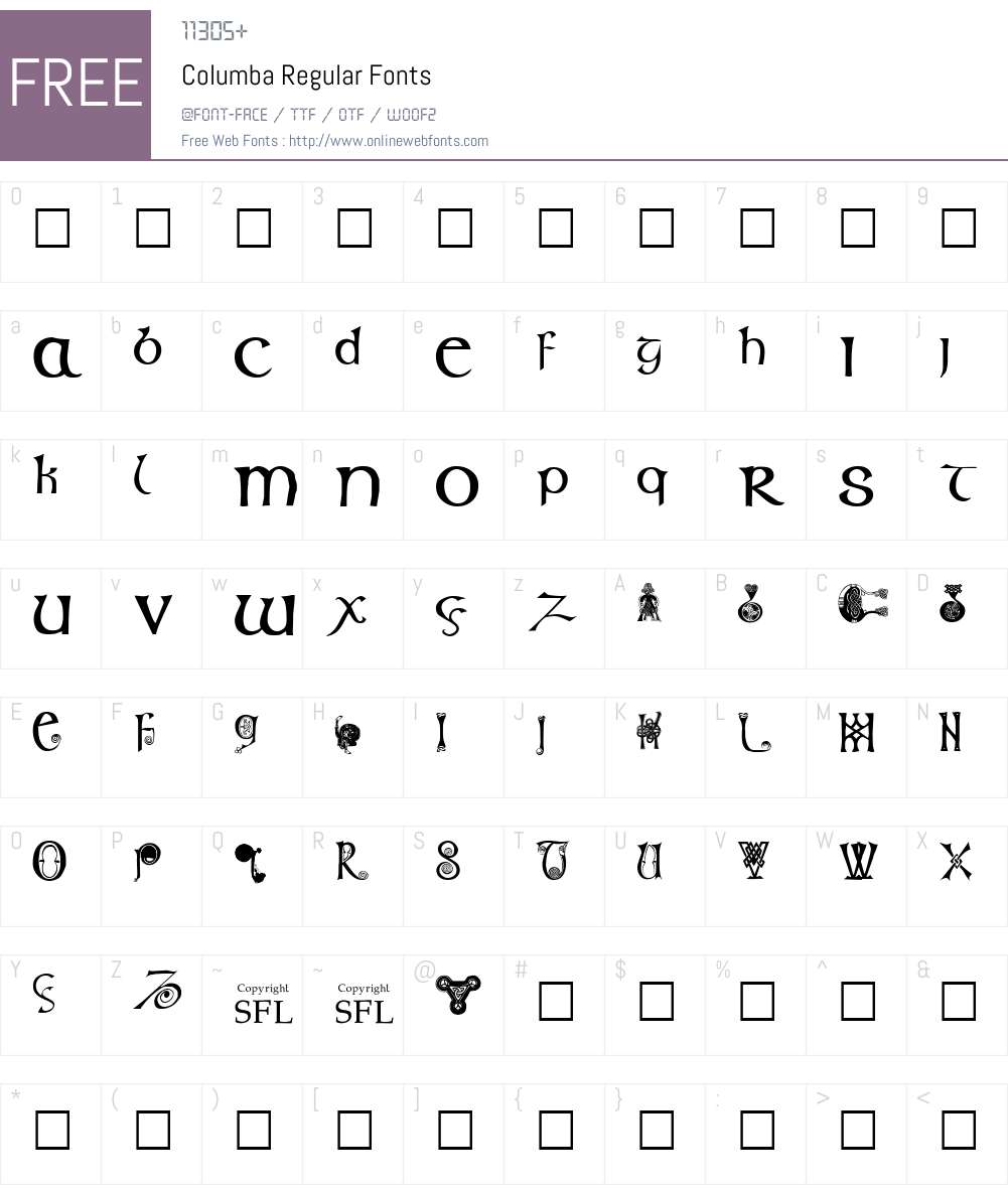 Columba Font Screenshots