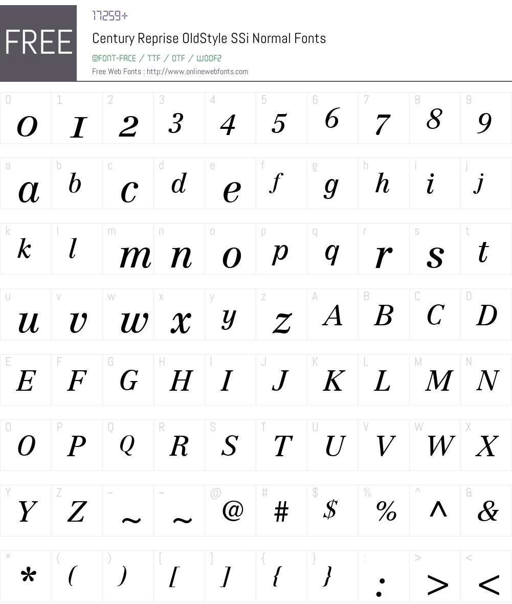 Century Reprise OldStyle SSi Font Screenshots
