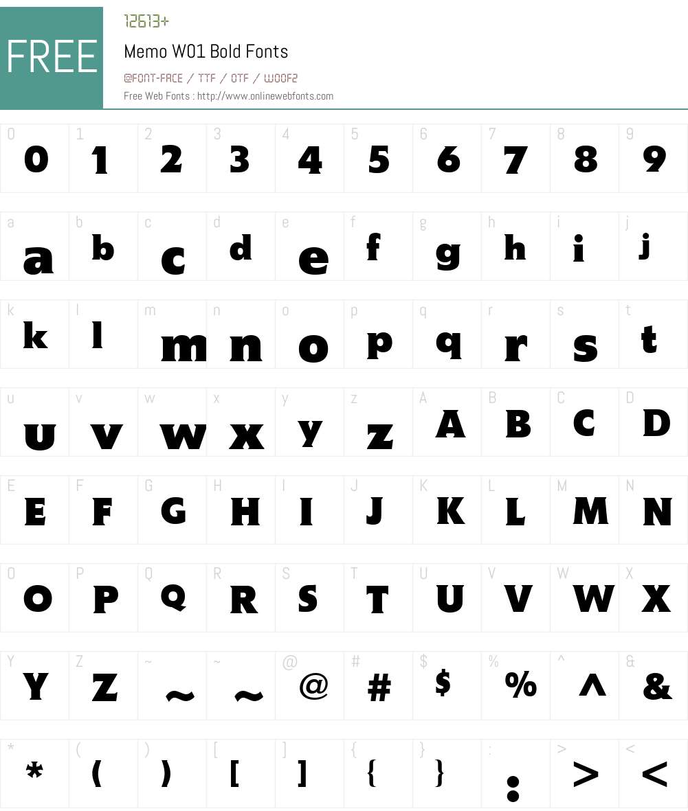 MemoW01-Bold Font Screenshots