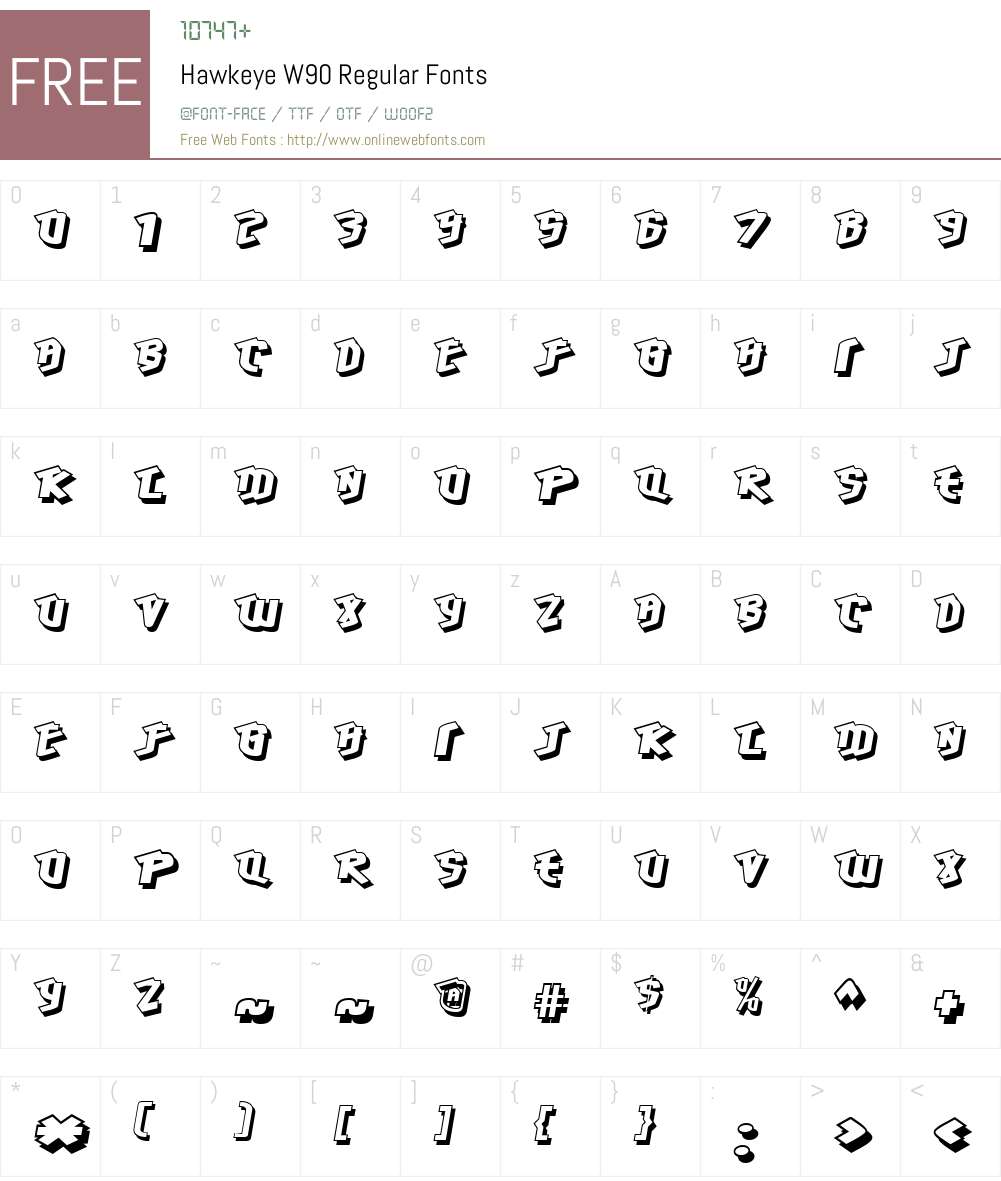 HawkeyeW90-Regular Font Screenshots