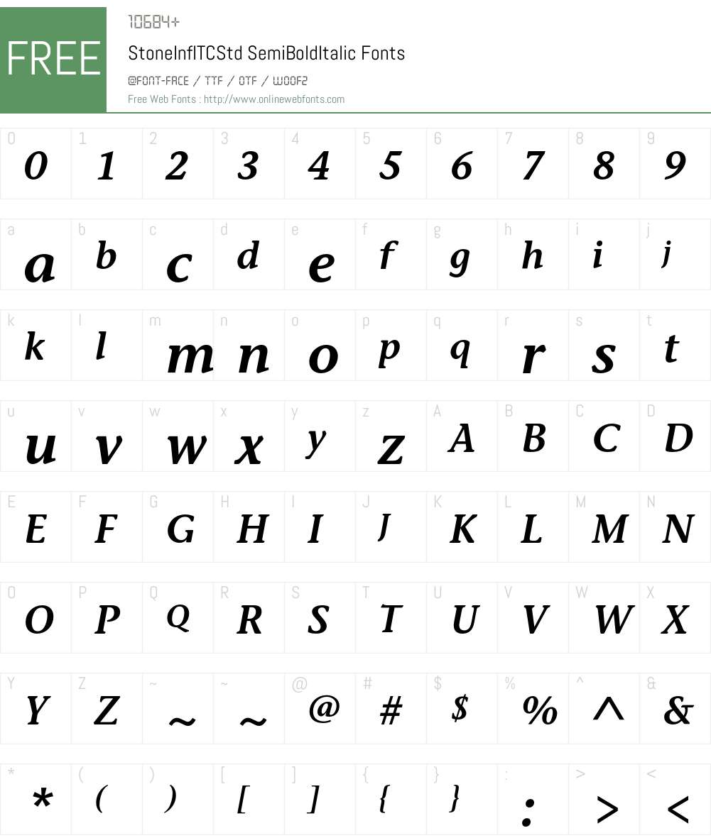 StoneInfITCStd Font Screenshots