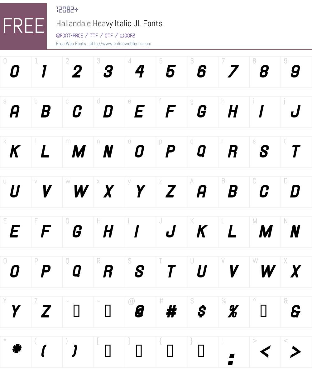 Hallandale Heavy Italic JL Font Screenshots