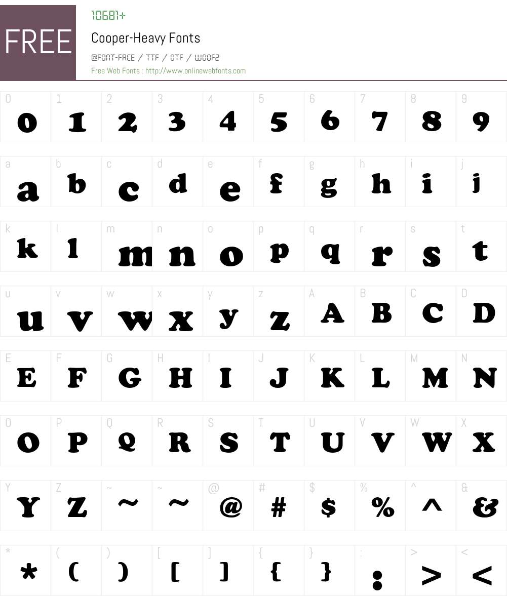Cooper-Heavy Font Screenshots