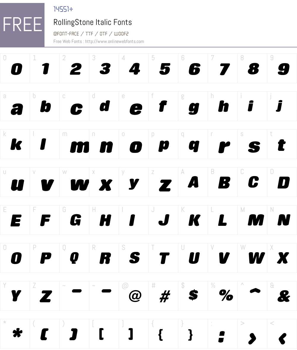 RollingStone Font Screenshots