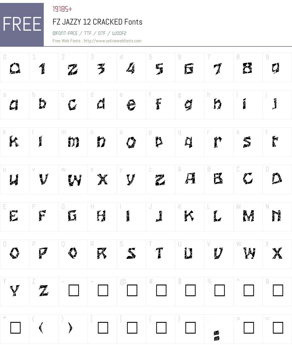 FZ JAZZY 12 CRACKED Font Screenshots