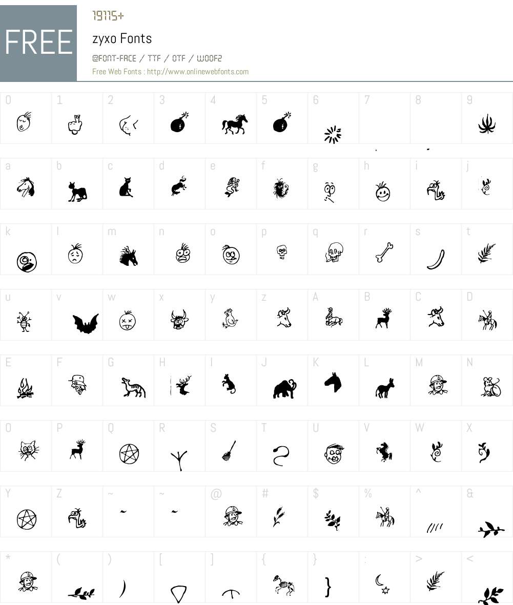 zyxo Font Screenshots