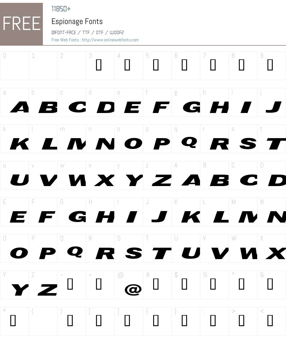 Espionage Font Screenshots