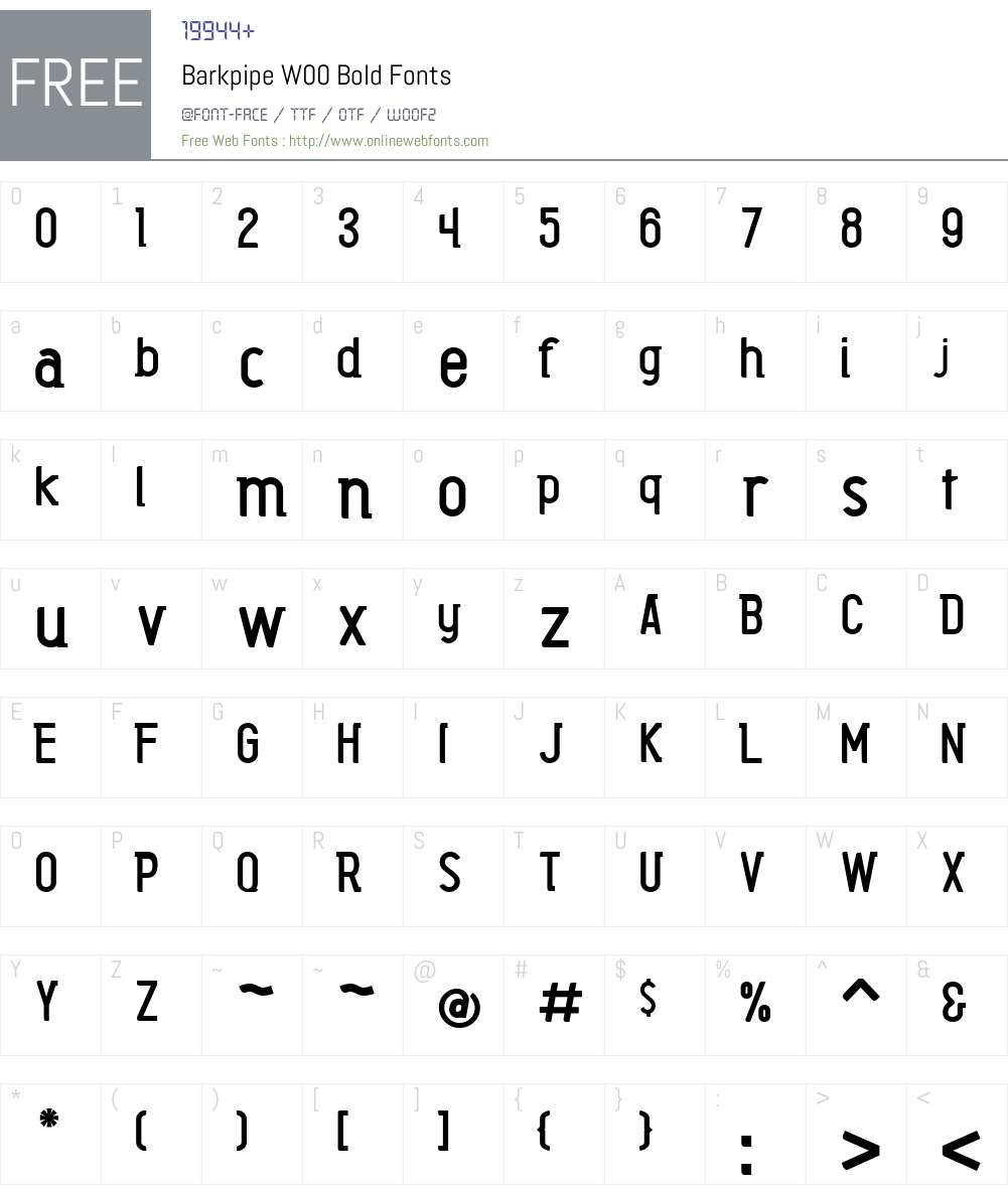 BarkpipeW00-Bold Font Screenshots