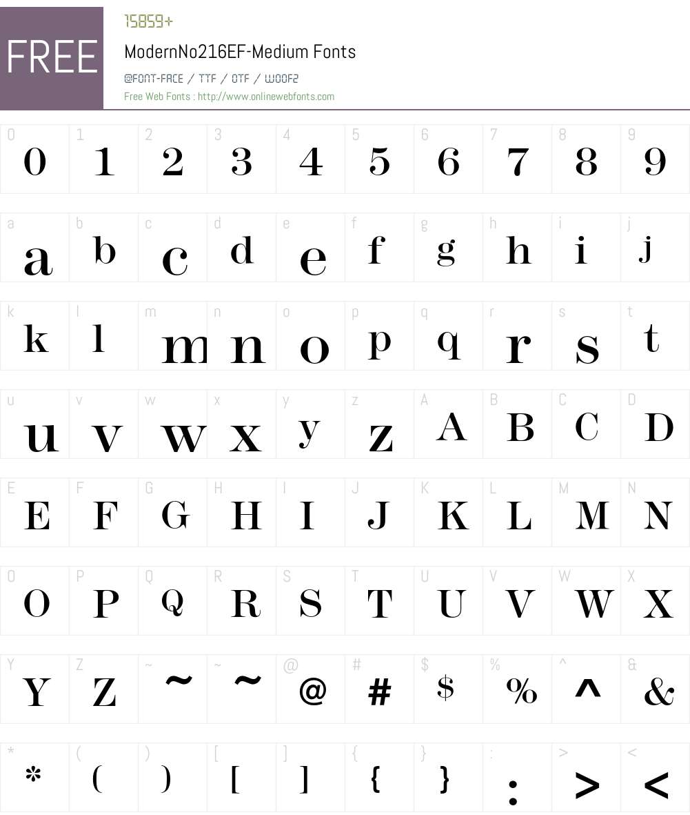 ModernNo216EF Font Screenshots