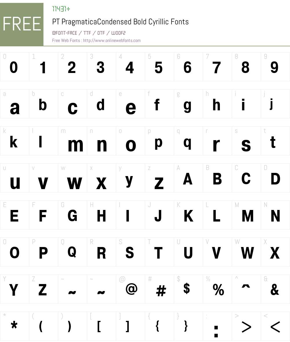 PragmaticaCondC Font Screenshots