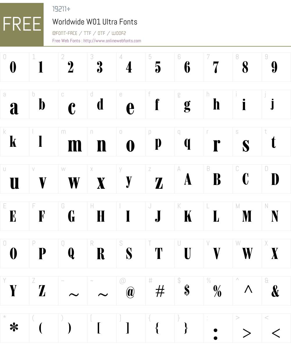 WorldwideW01-Ultra Font Screenshots