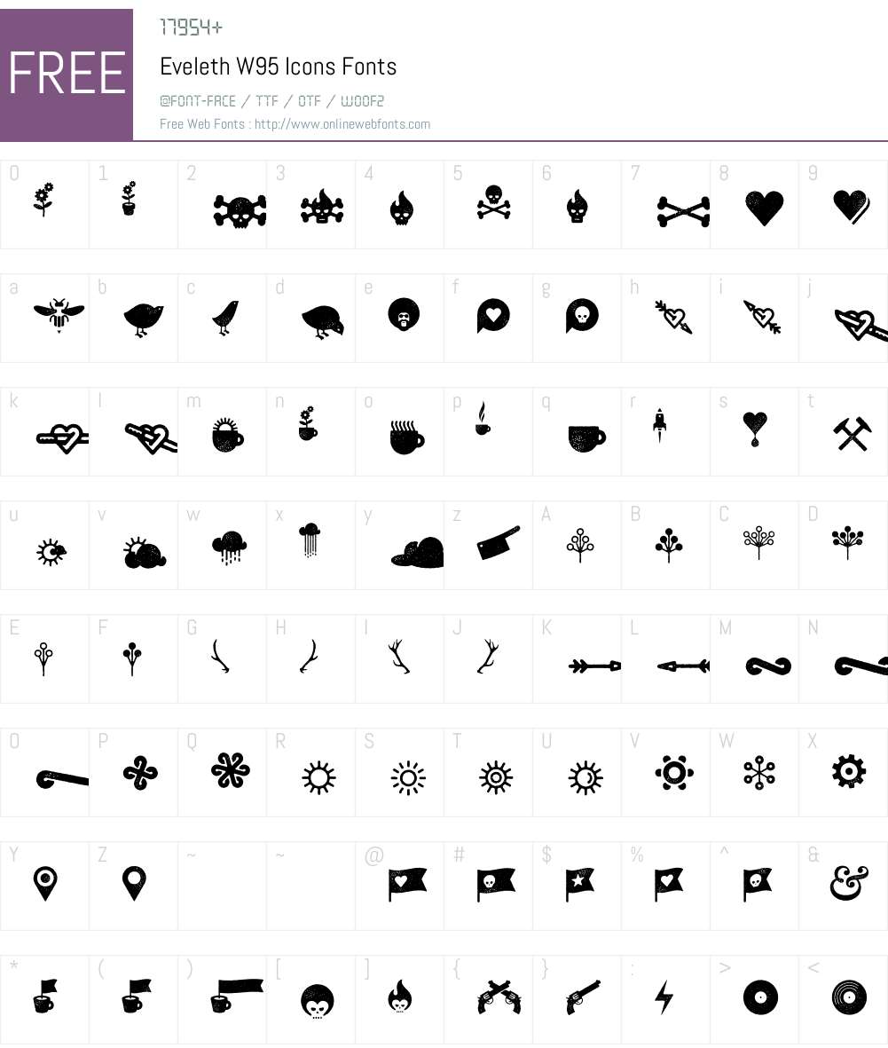 EvelethW95-Icons Font Screenshots