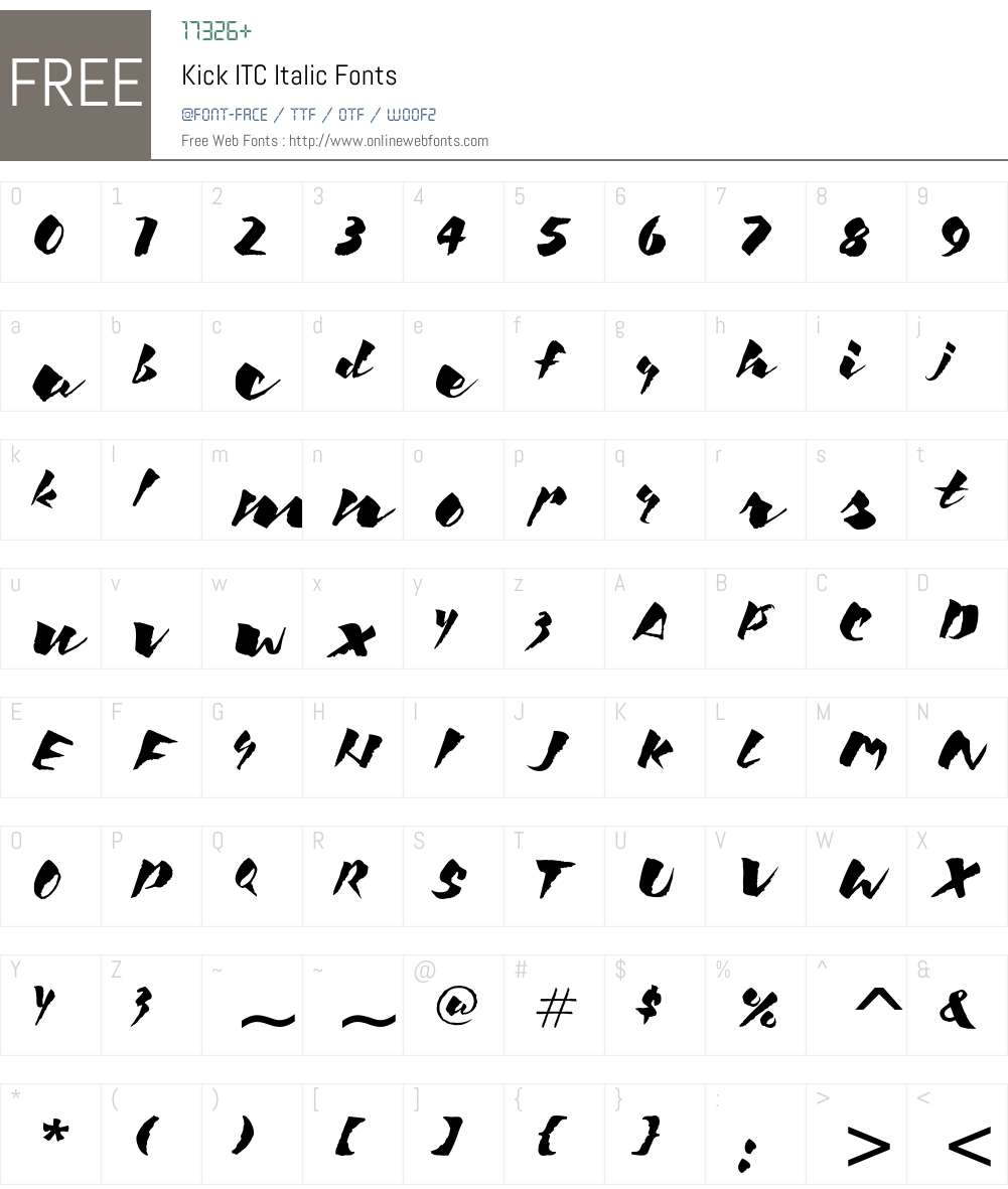 Kick ITC Font Screenshots