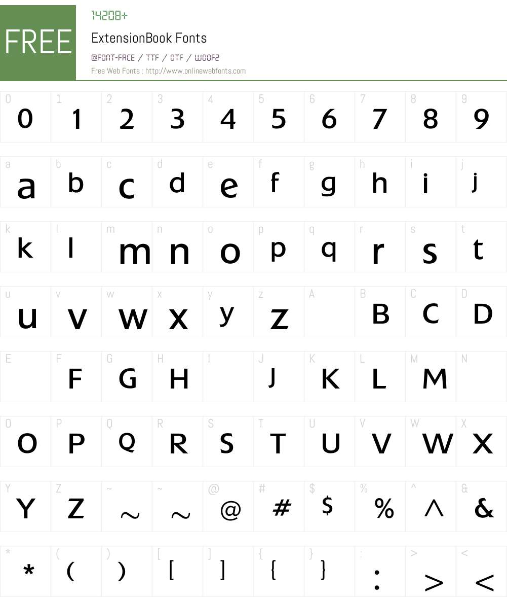ExtensionBook Font Screenshots