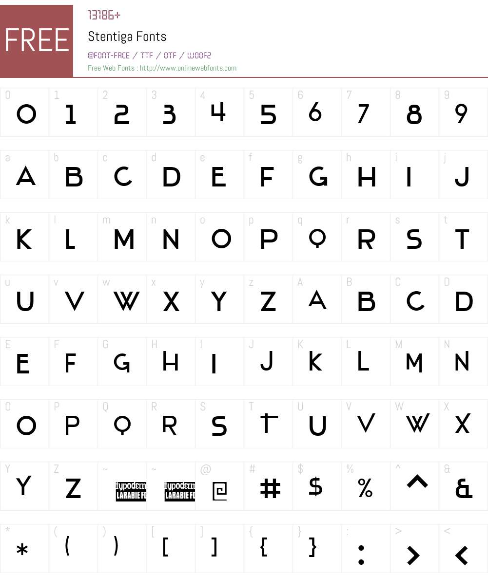 Stentiga Font Screenshots