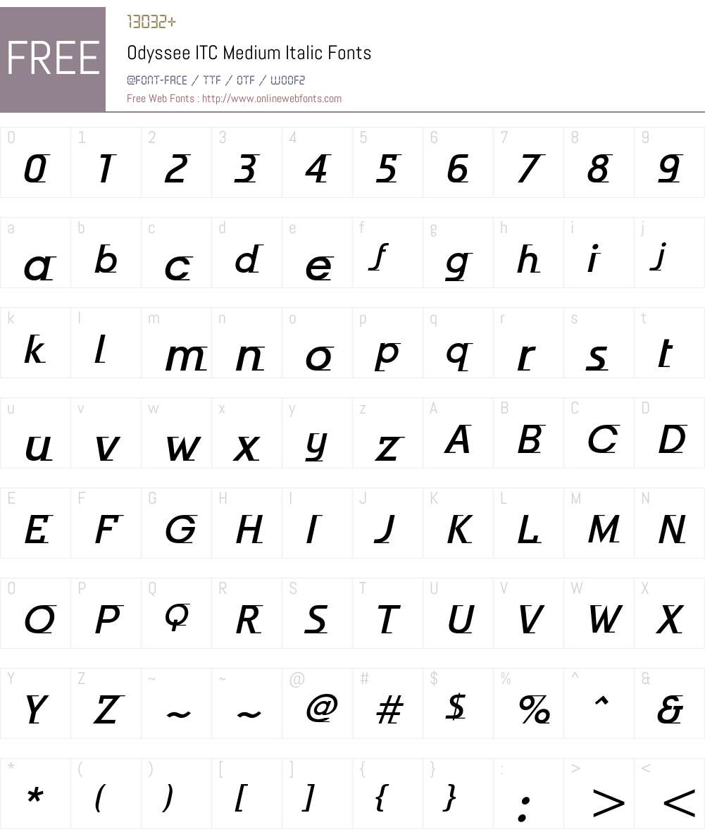 Odyssee ITC Font Screenshots