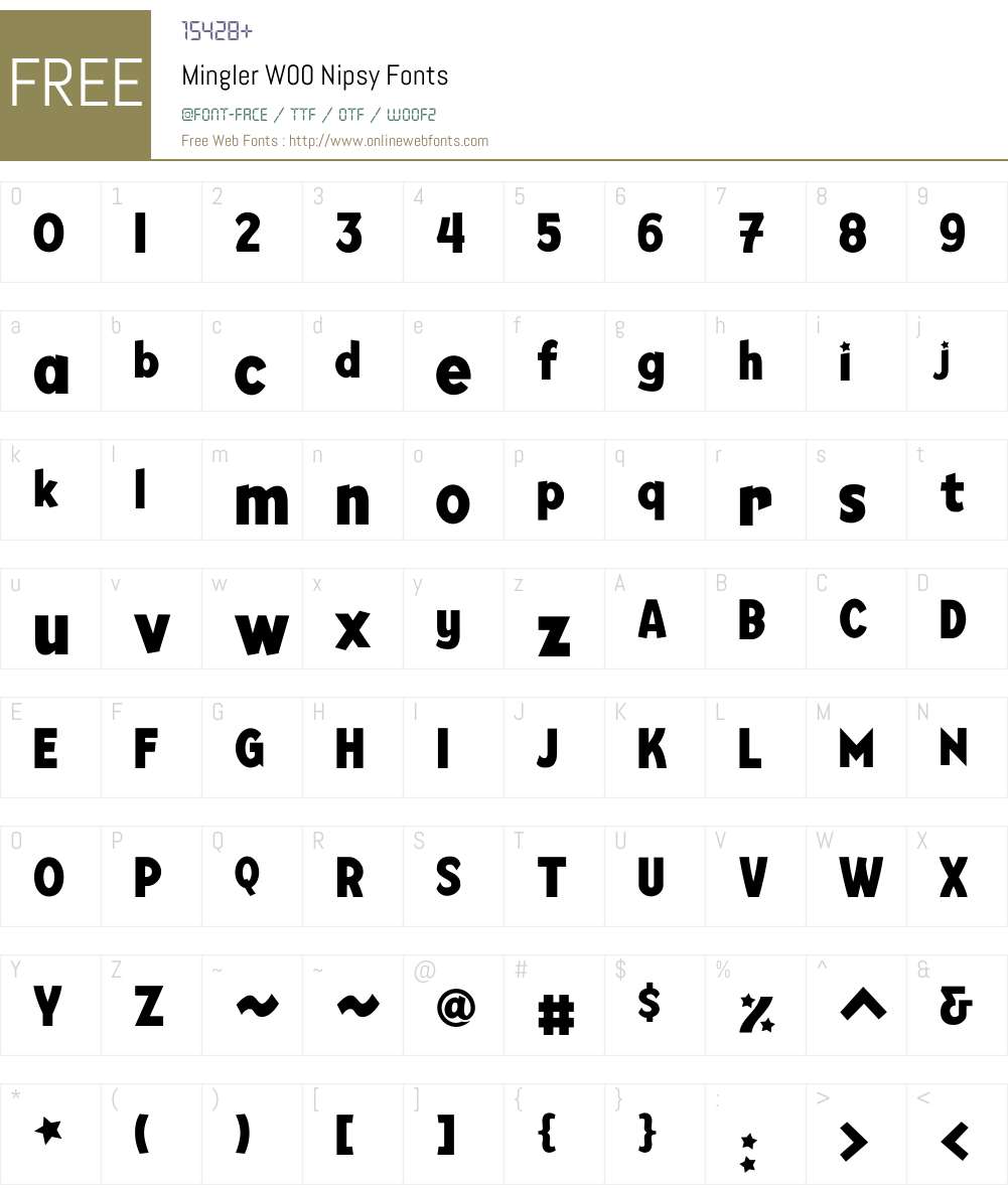 MinglerW00-Nipsy Font Screenshots