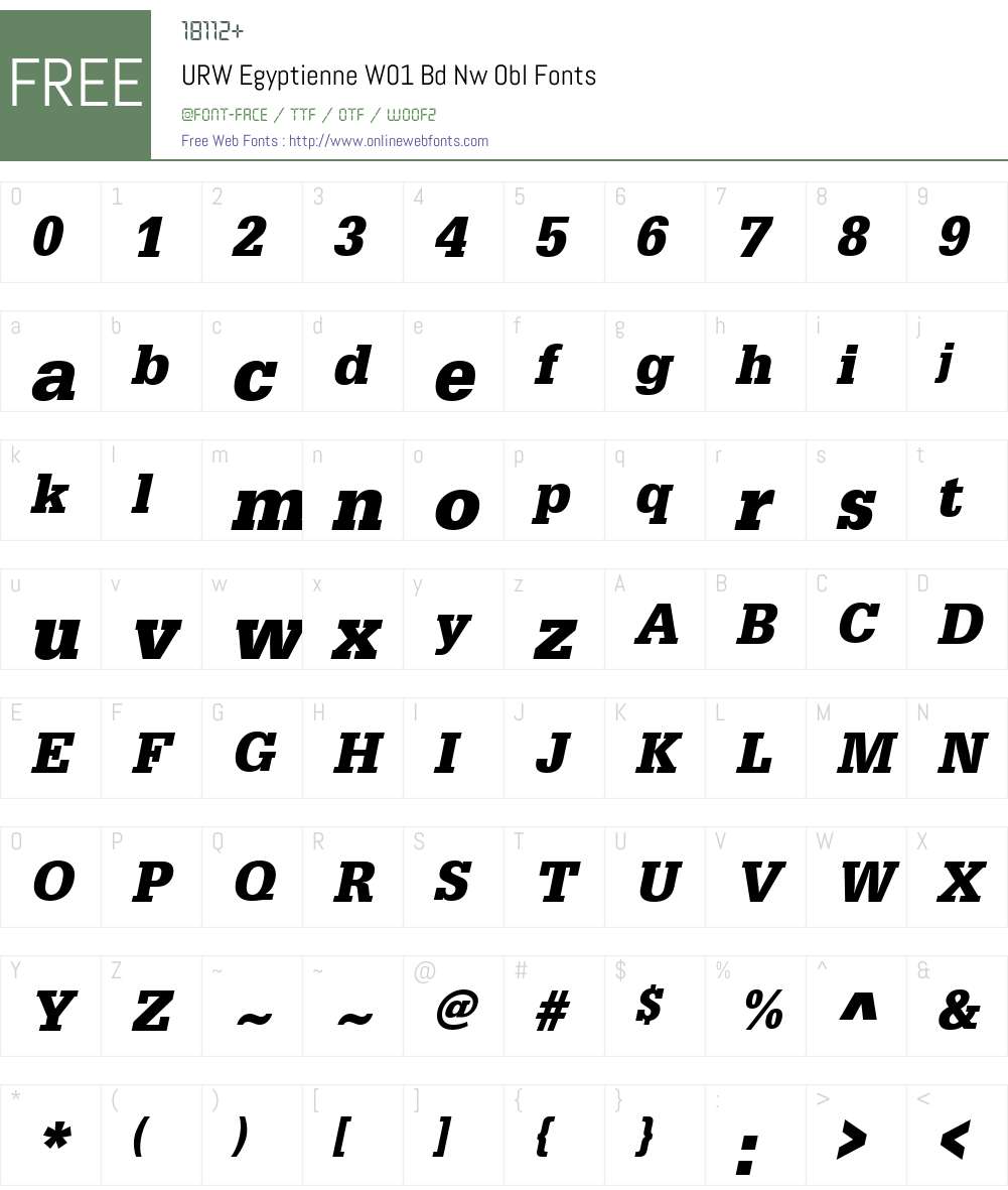 URWEgyptienneW01-BdNwObl Font Screenshots