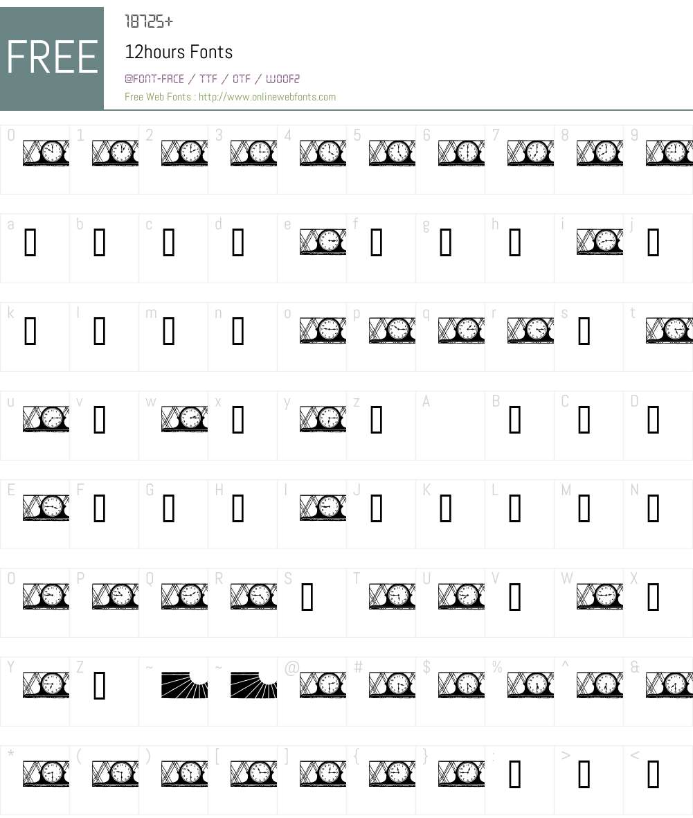 12hours Font Screenshots