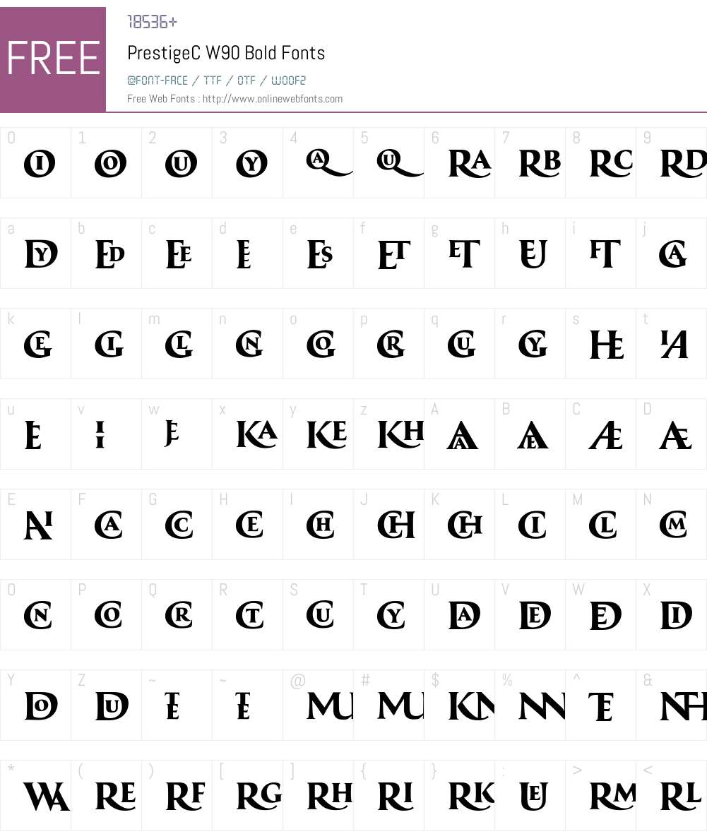 PrestigeCW90-Bold Font Screenshots