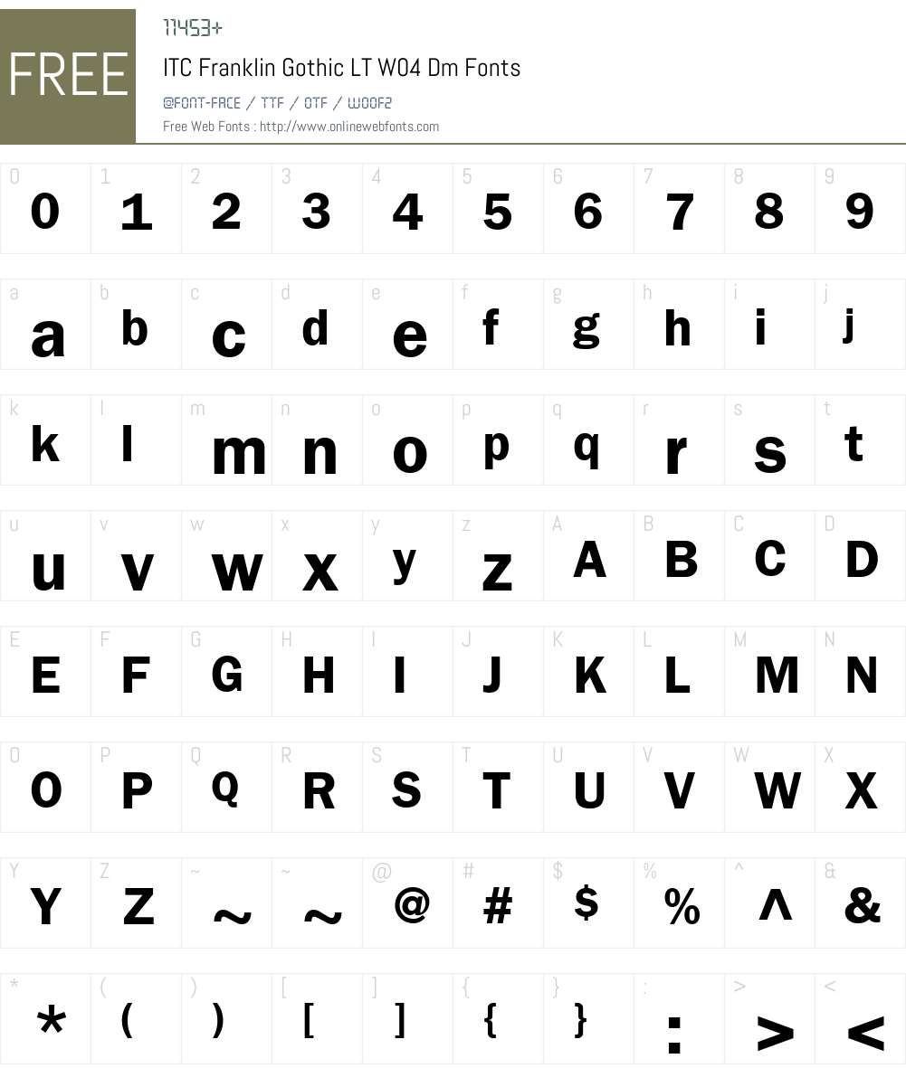 ITC Franklin Gothic Font Screenshots