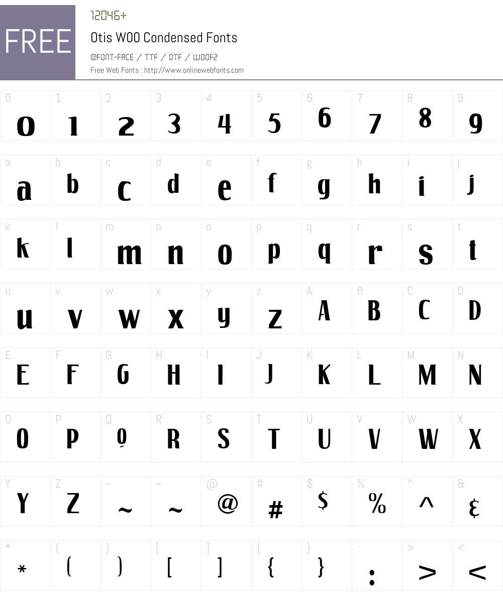 OtisW00-Condensed Font Screenshots