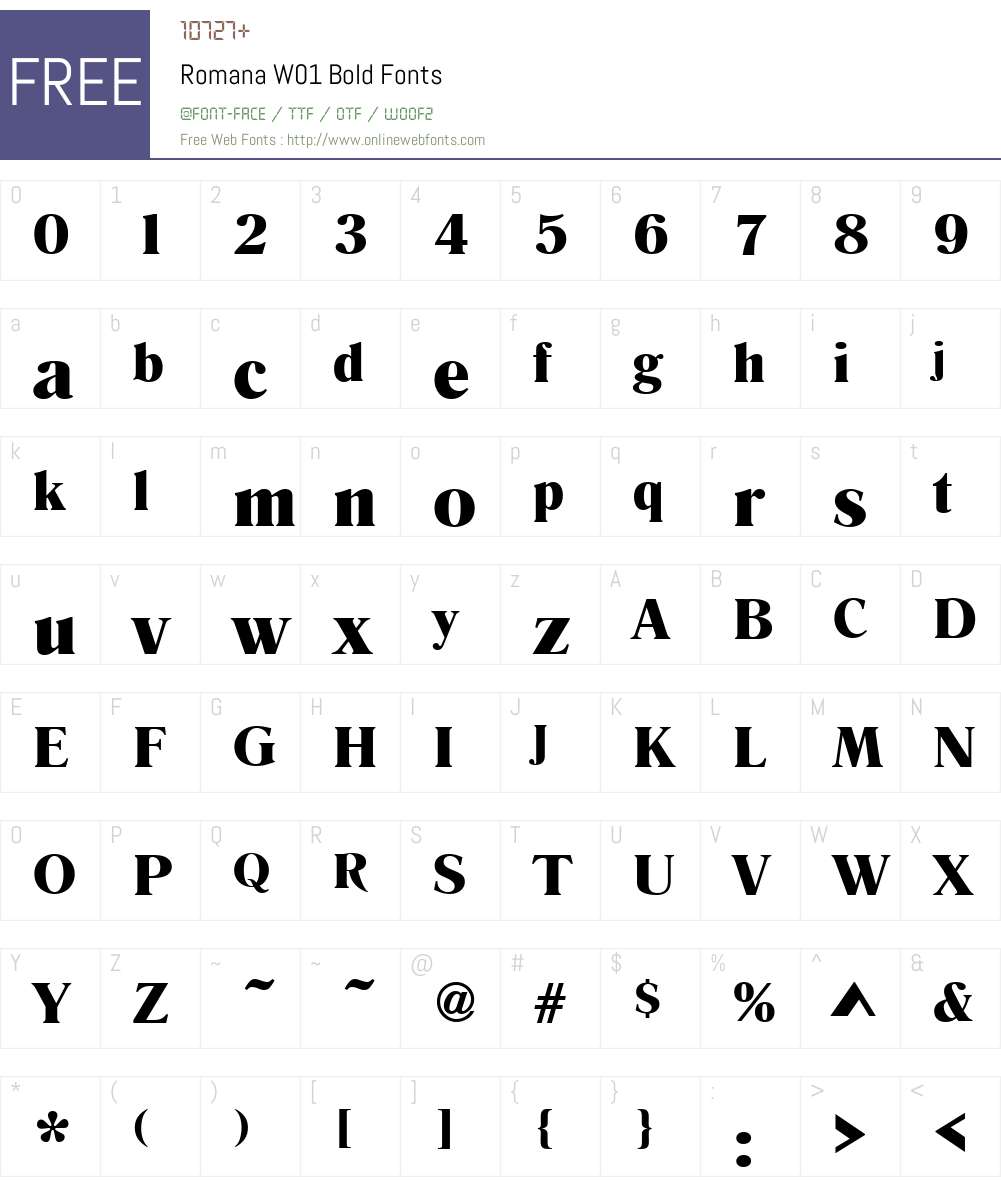 RomanaW01-Bold Font Screenshots