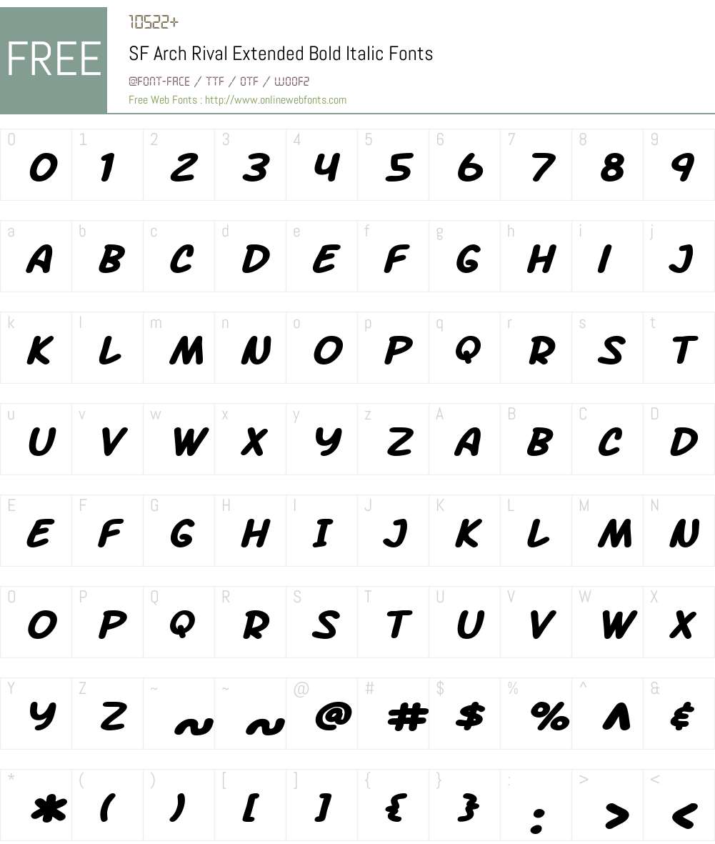 SF Arch Rival Extended Font Screenshots