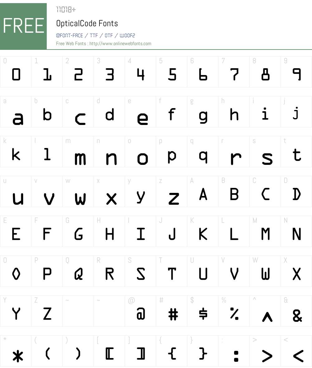 OpticalCode Font Screenshots