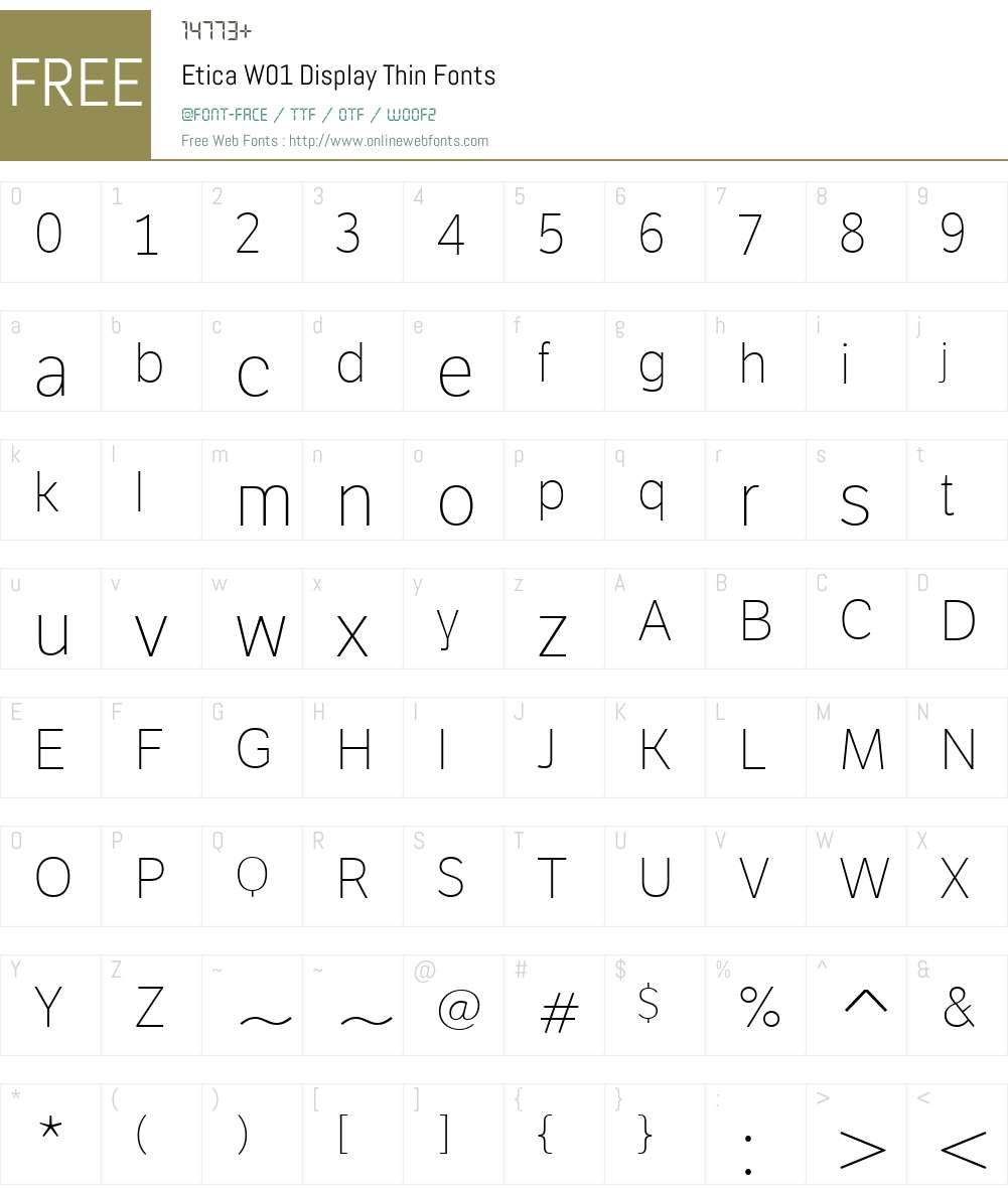 EticaW01-DisplayThin Font Screenshots