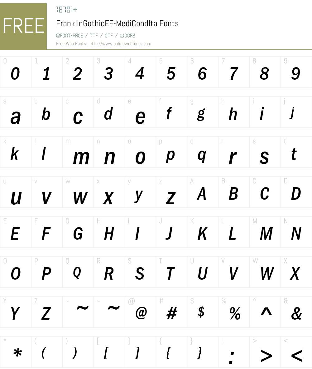 FranklinGothicEF Font Screenshots