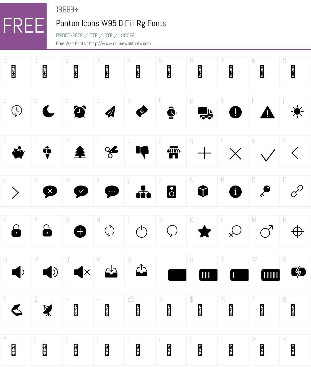 PantonIconsW95-DFillRegular Font Screenshots