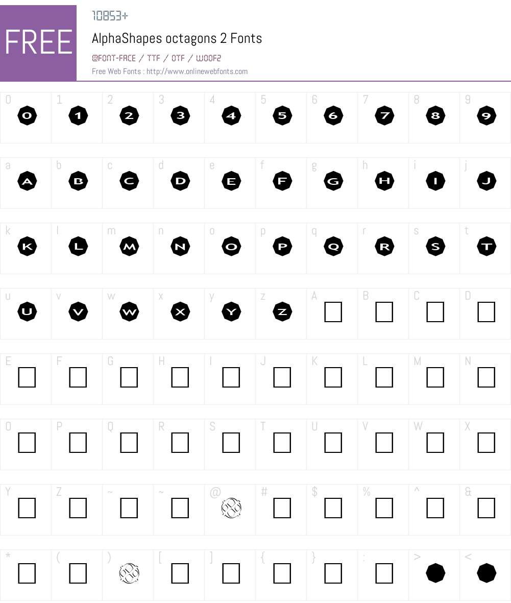 AlphaShapes octagons 2 Font Screenshots