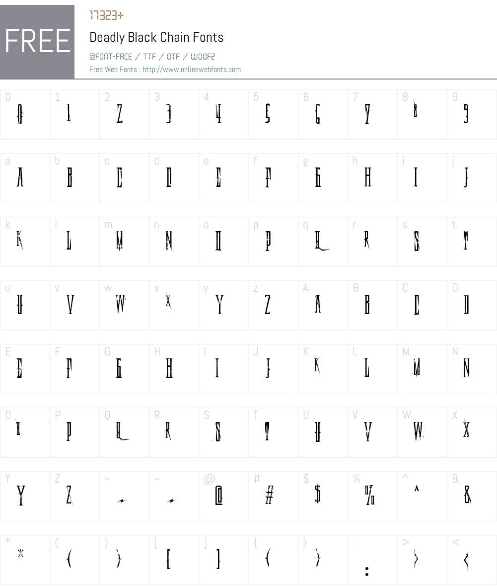 Deadly Black Chain Font Screenshots